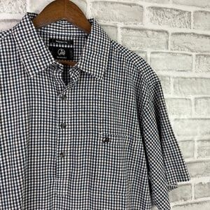 Swanndri Relaxed Fit Dark Navy Blue Check Soft Casual Button Up Shirt Mens 2XL